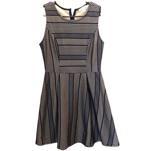 Navy Textured Fit-and-Flare Dress